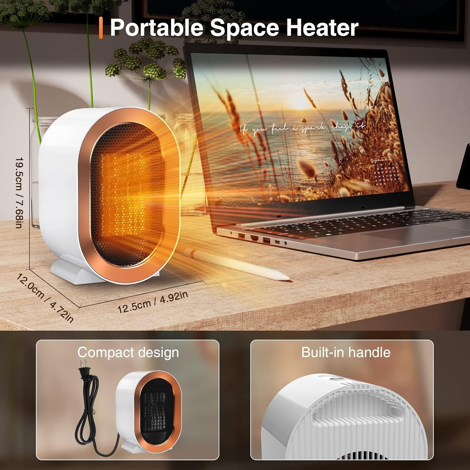 1200W Portable Electric Heater Fan