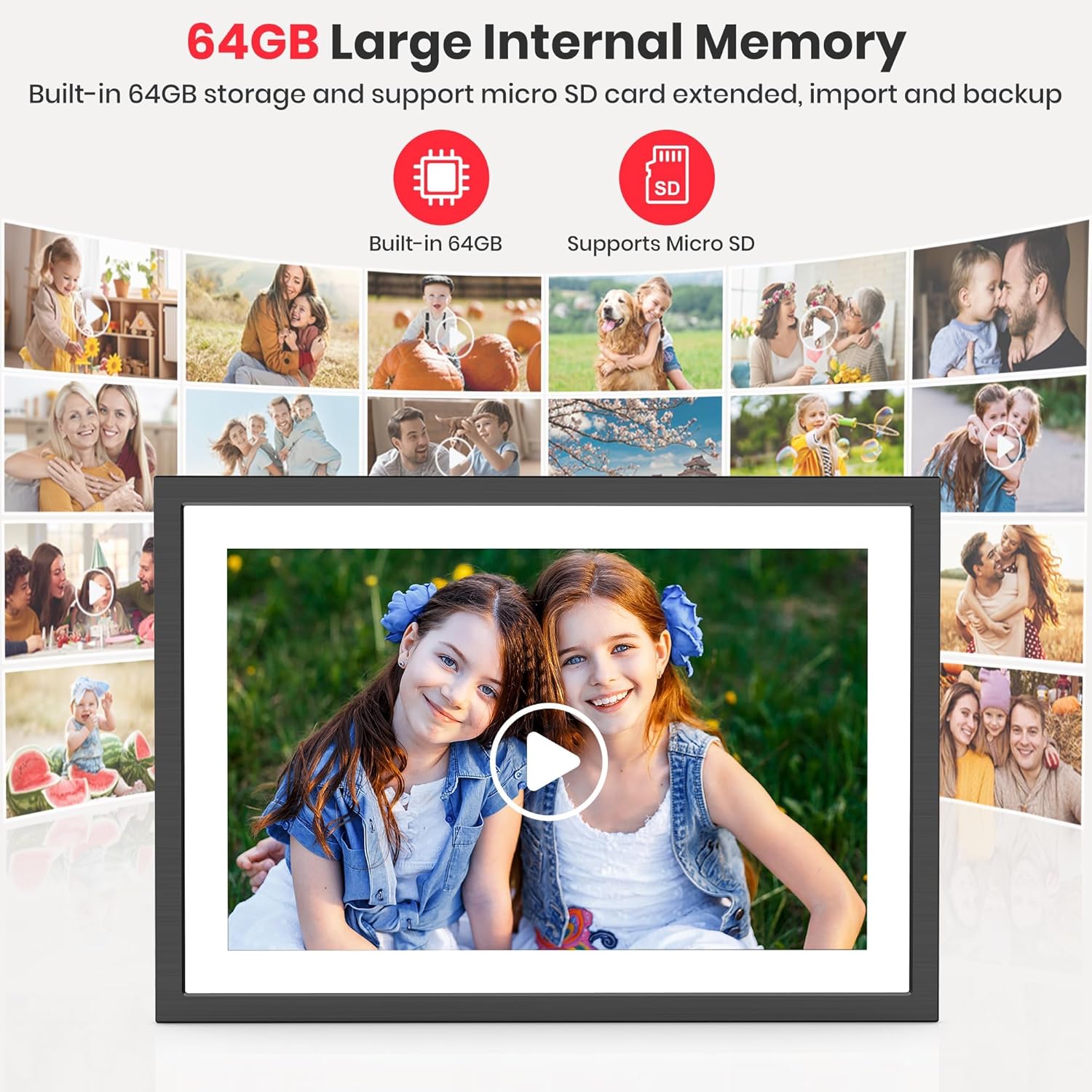 Frameo 15.6-Inch WiFi Digital Photo Frame – 1920x1080 Full HD, 32GB Memory, Touchscreen Display