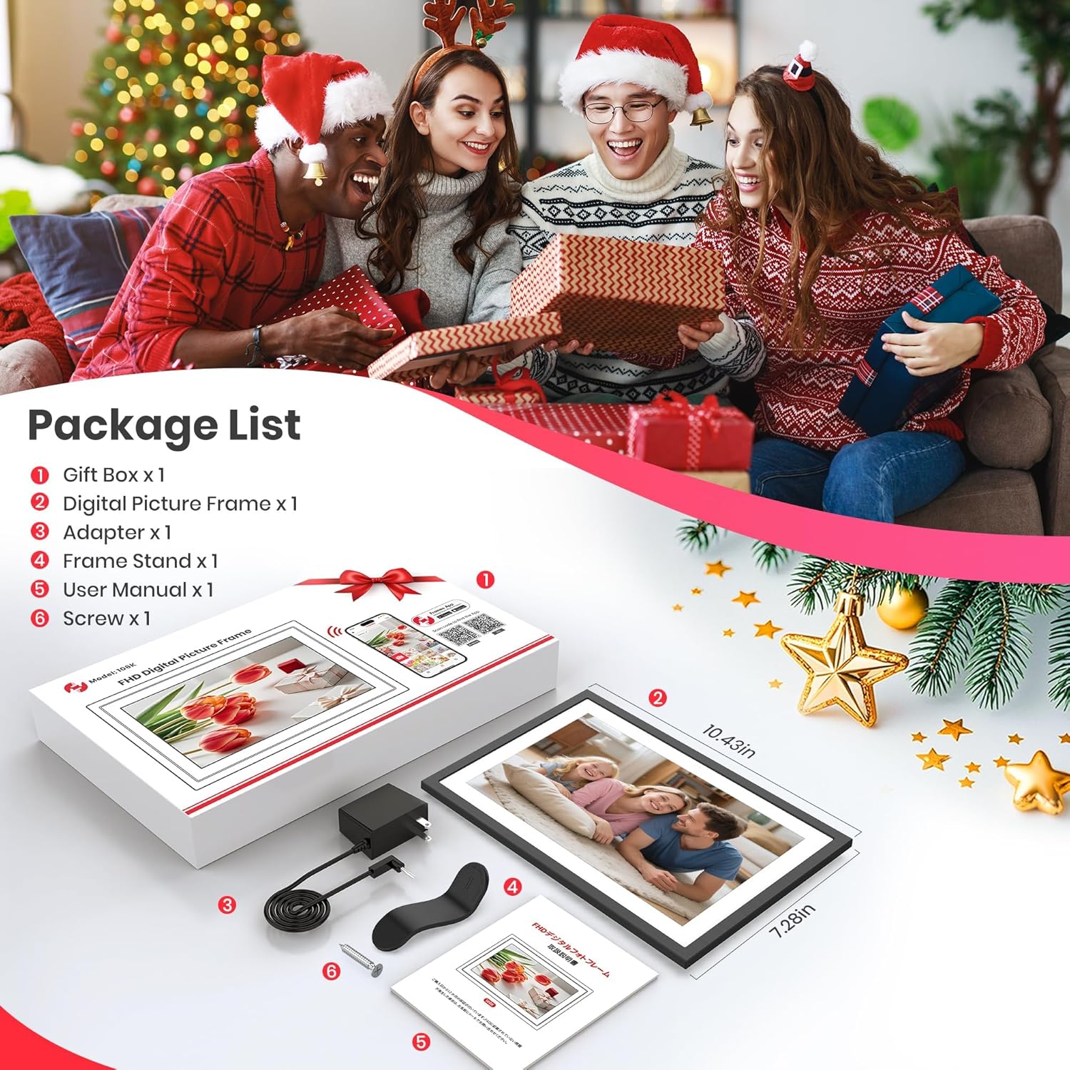 Frameo 15.6-Inch WiFi Digital Photo Frame – 1920x1080 Full HD, 32GB Memory, Touchscreen Display