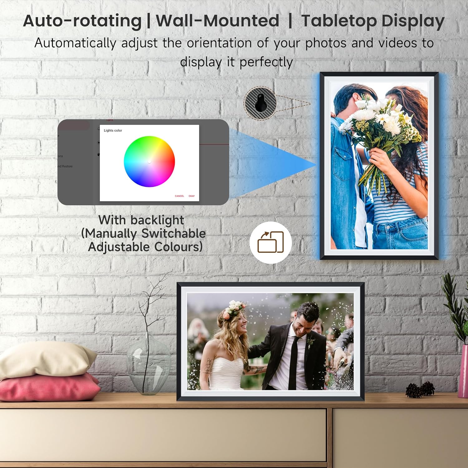 Frameo 15.6-Inch WiFi Digital Photo Frame – 1920x1080 Full HD, 32GB Memory, Touchscreen Display