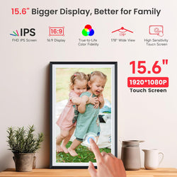 Image of Frameo 15.6-Inch WiFi Digital Photo Frame – 1920x1080 Full HD, 32GB Memory, Touchscreen Display