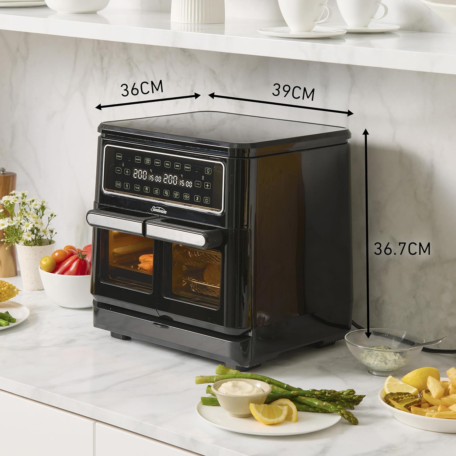 Multi Zone Air Fryer Oven | Convertible Dual 5.5L to Single 11.4L Zone, 9 Accessories, Multiple Presets and Functions, Black