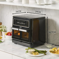 Image of Multi Zone Air Fryer Oven | Convertible Dual 5.5L to Single 11.4L Zone, 9 Accessories, Multiple Presets and Functions, Black