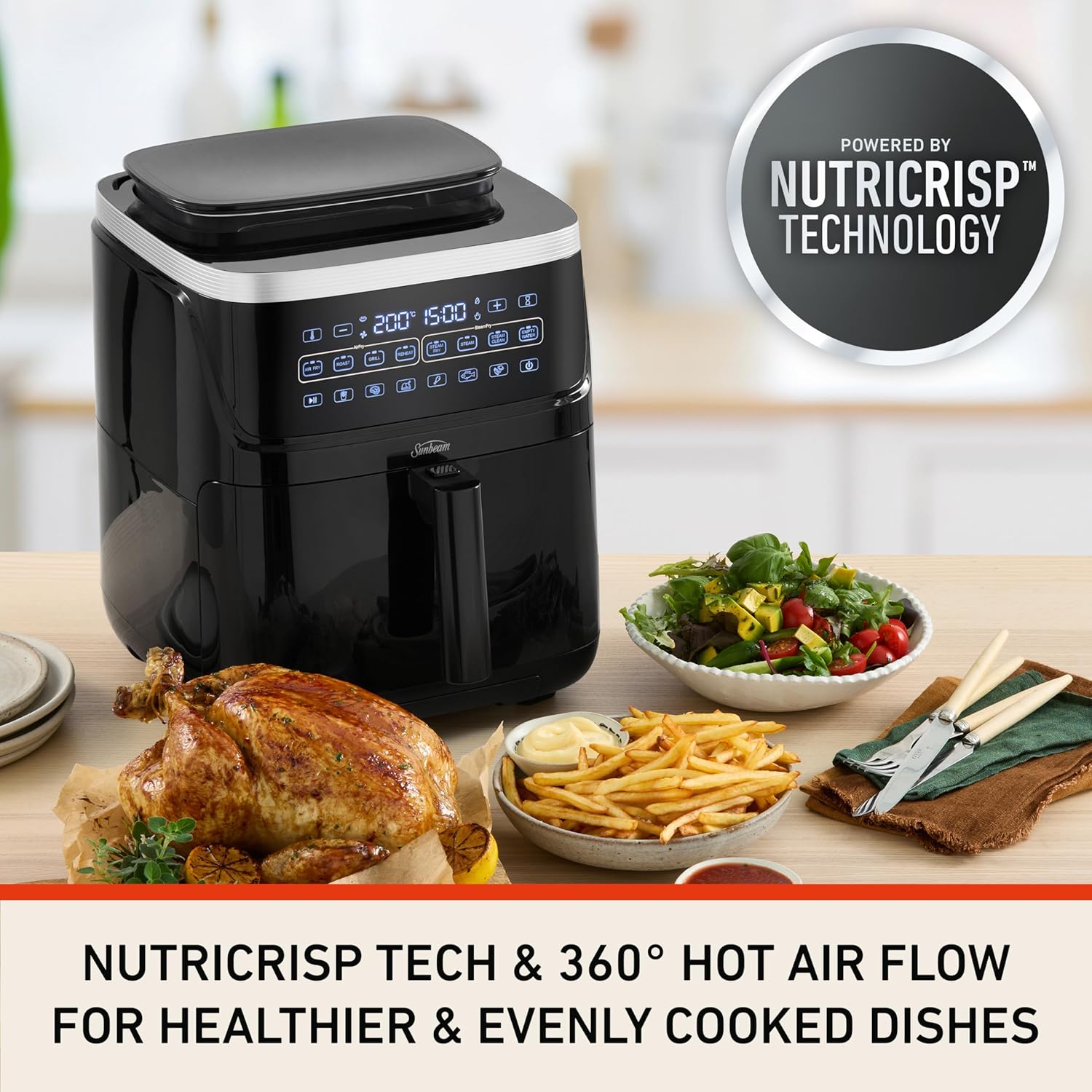 Multi Zone Air Fryer Oven | Convertible Dual 5.5L to Single 11.4L Zone, 9 Accessories, Multiple Presets and Functions, Black