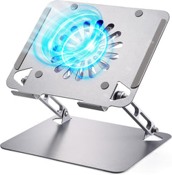 Image of Laptop Cooling Pad – Low-Noise Fan, 3.0 USB Hubs, Ergonomic Aluminum Stand, Ventilated Cooler
