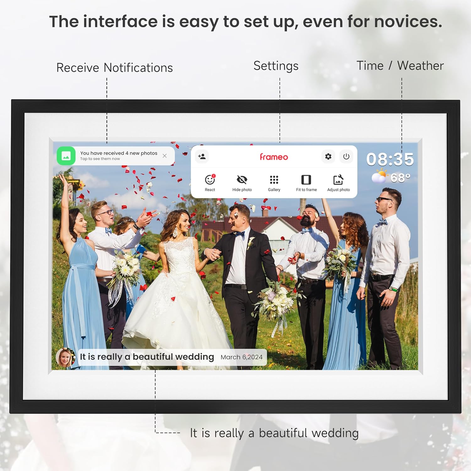 Frameo 15.6-Inch WiFi Digital Photo Frame – 1920x1080 Full HD, 32GB Memory, Touchscreen Display