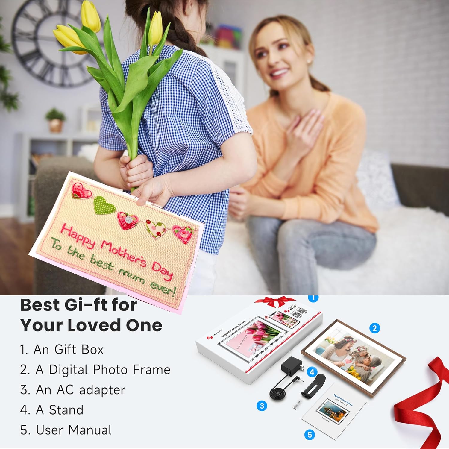 Frameo 15.6-Inch WiFi Digital Photo Frame – 1920x1080 Full HD, 32GB Memory, Touchscreen Display