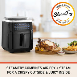 Image of Multi Zone Air Fryer Oven | Convertible Dual 5.5L to Single 11.4L Zone, 9 Accessories, Multiple Presets and Functions, Black