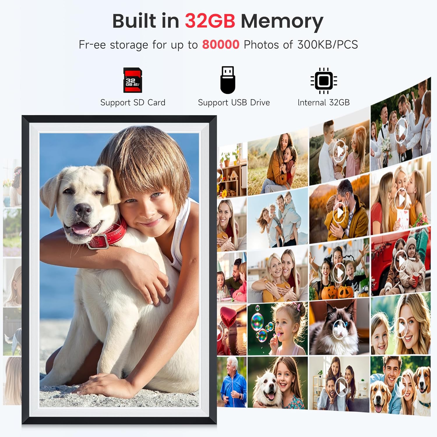 Frameo 15.6-Inch WiFi Digital Photo Frame – 1920x1080 Full HD, 32GB Memory, Touchscreen Display