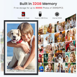 Image of Frameo 15.6-Inch WiFi Digital Photo Frame – 1920x1080 Full HD, 32GB Memory, Touchscreen Display