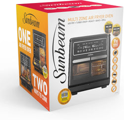 Image of Multi Zone Air Fryer Oven | Convertible Dual 5.5L to Single 11.4L Zone, 9 Accessories, Multiple Presets and Functions, Black