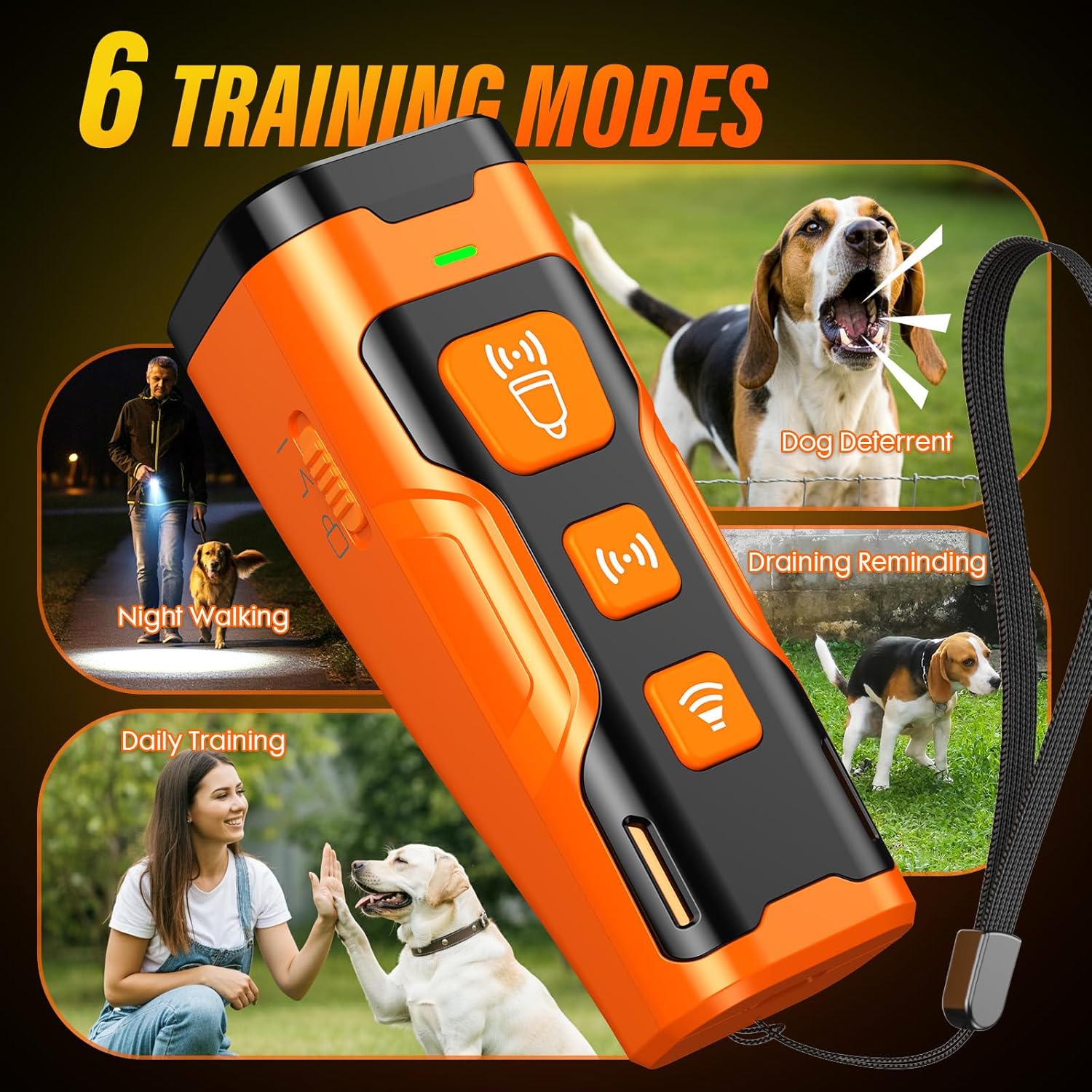Dog Bark Deterrent Device - Ultrasonic Anti-Barking Trainer with 6 Modes | 3X Frequency Control