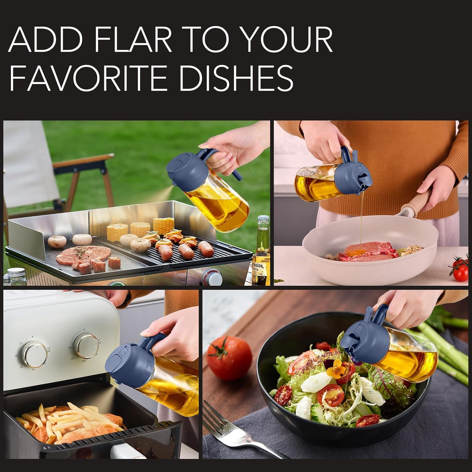 Olive Oil Dispenser, 2 in 1 Oil Sprayer for Cooking