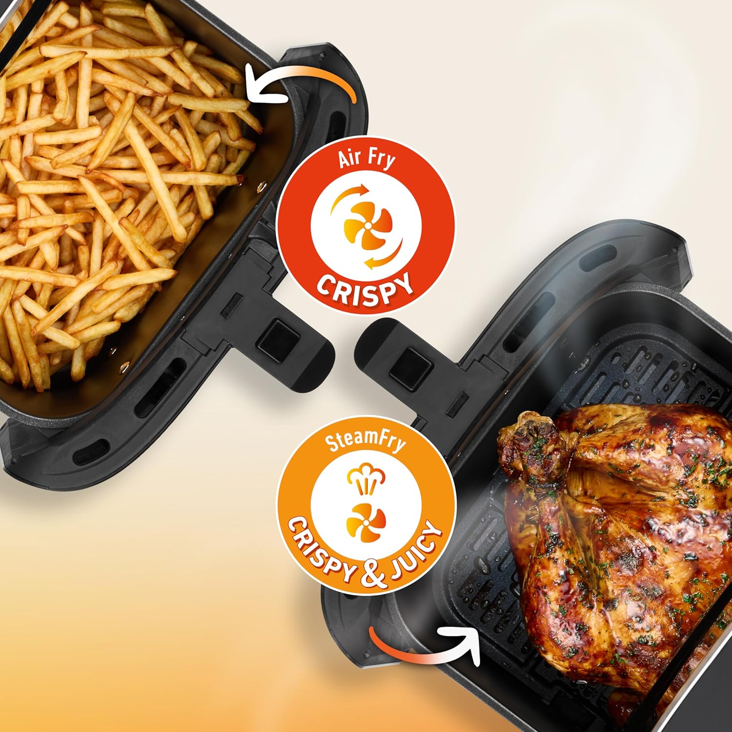 Multi Zone Air Fryer Oven | Convertible Dual 5.5L to Single 11.4L Zone, 9 Accessories, Multiple Presets and Functions, Black