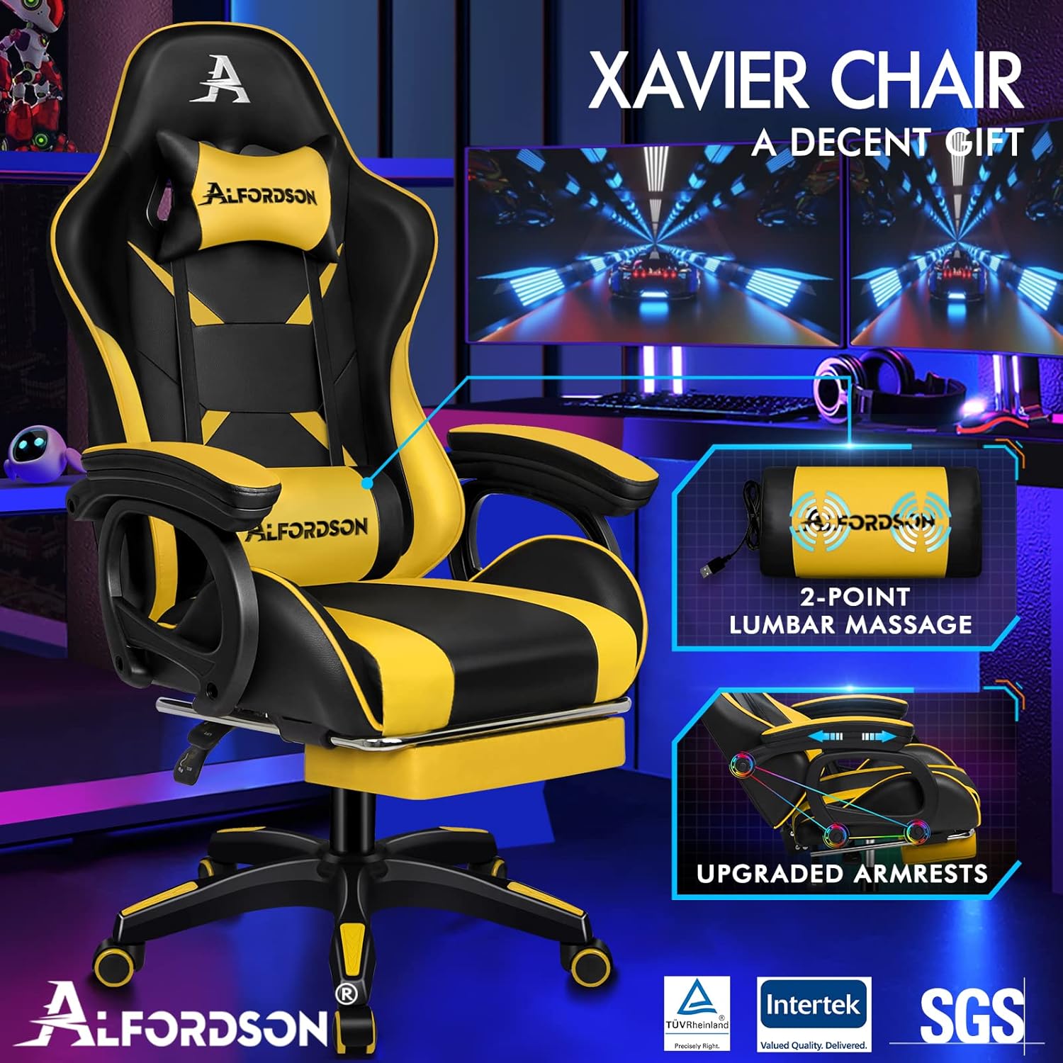Gaming Chair with Massage, Footrest & Adjustable Recline 🎮💺