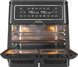 Image of Multi Zone Air Fryer Oven | Convertible Dual 5.5L to Single 11.4L Zone, 9 Accessories, Multiple Presets and Functions, Black