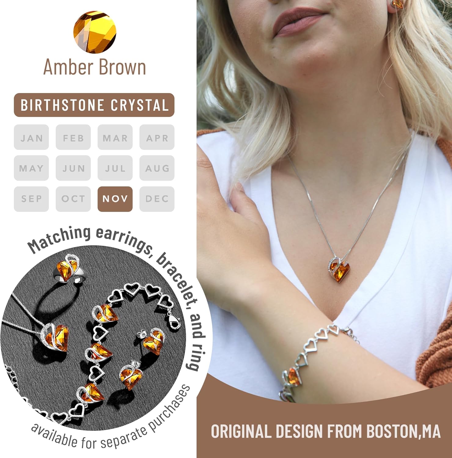 Leafael Infinity Love Heart Necklace Birthstone Necklace for Women