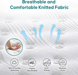 Image of SeVietra Queen Hybrid Mattress – 30cm Euro Top Medium Firm | Individual Pocket Spring for Motion Isolation & Pressure Relief