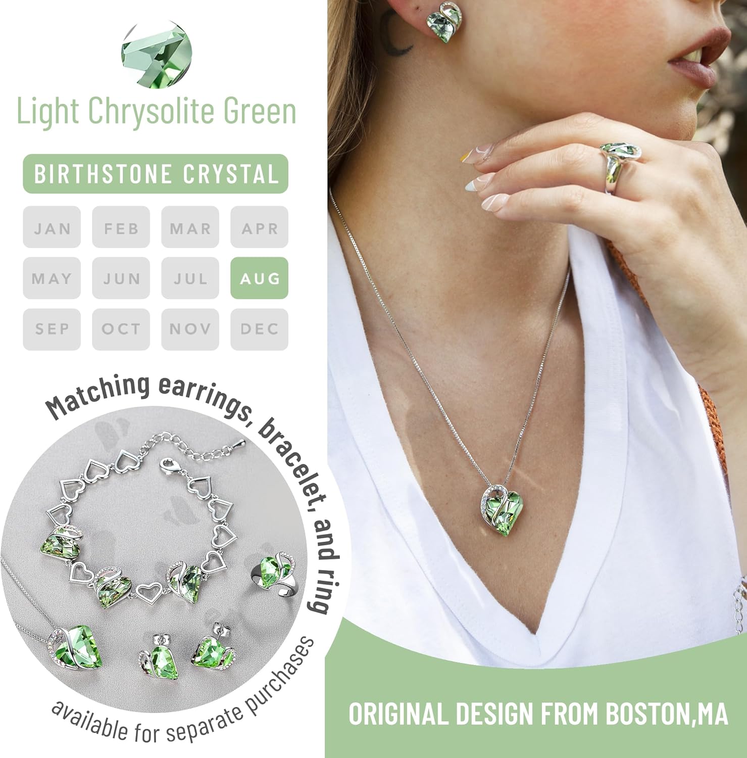 Leafael Infinity Love Heart Necklace Birthstone Necklace for Women