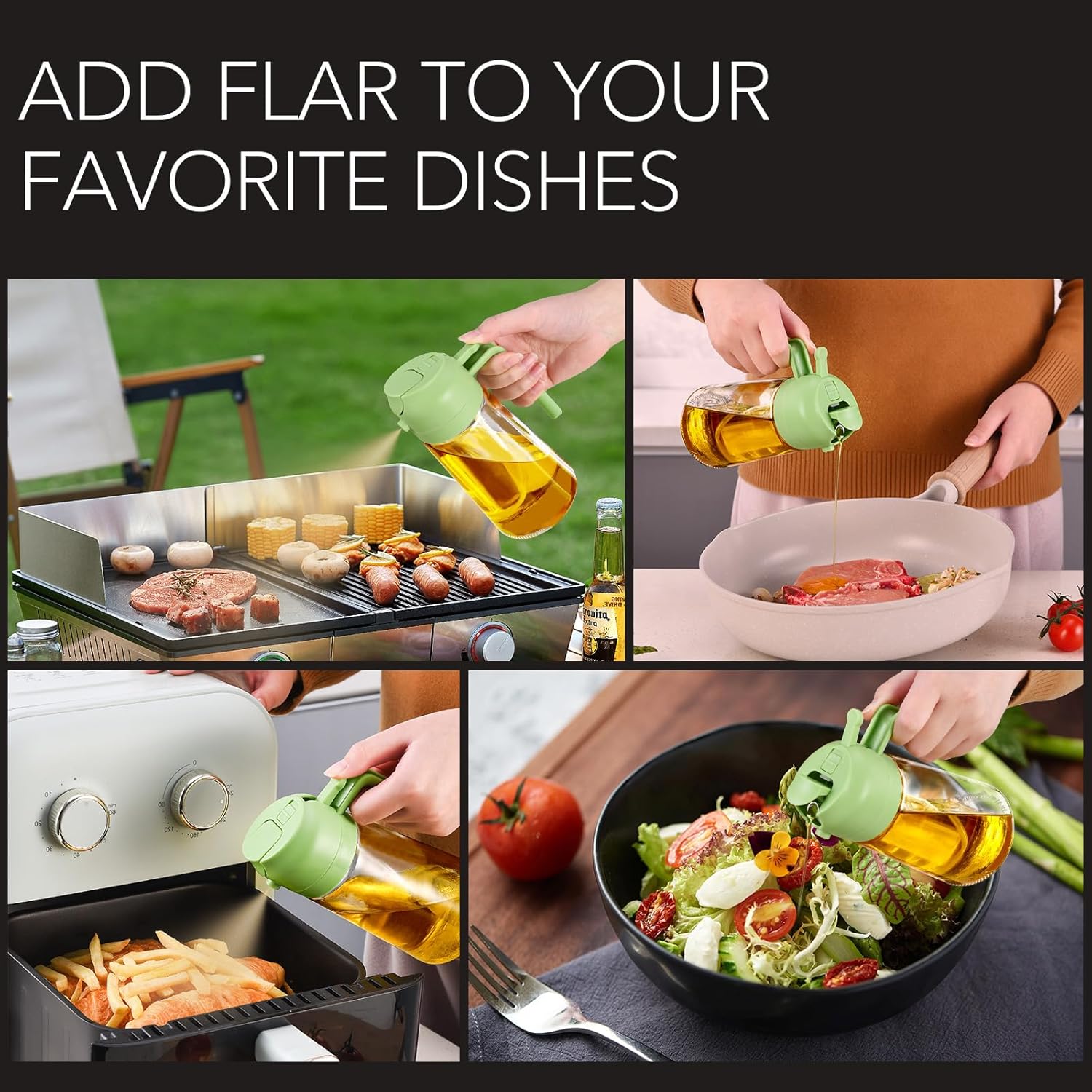 Olive Oil Dispenser, 2 in 1 Oil Sprayer for Cooking