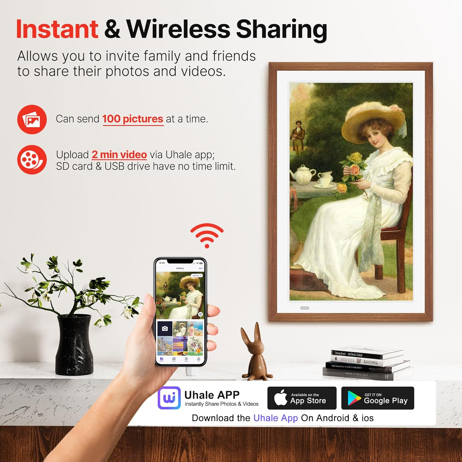 Frameo 15.6-Inch WiFi Digital Photo Frame – 1920x1080 Full HD, 32GB Memory, Touchscreen Display