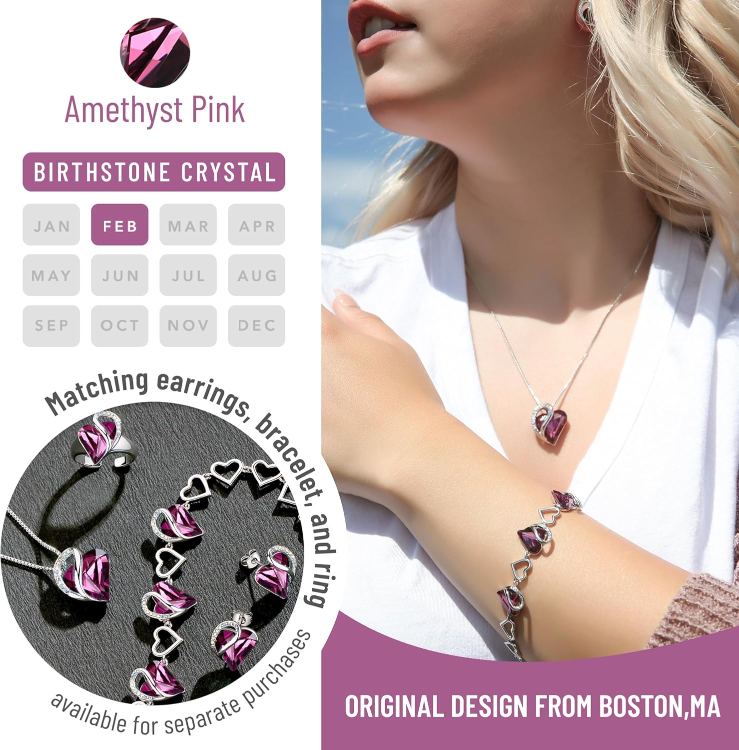 Leafael Infinity Love Heart Necklace Birthstone Necklace for Women
