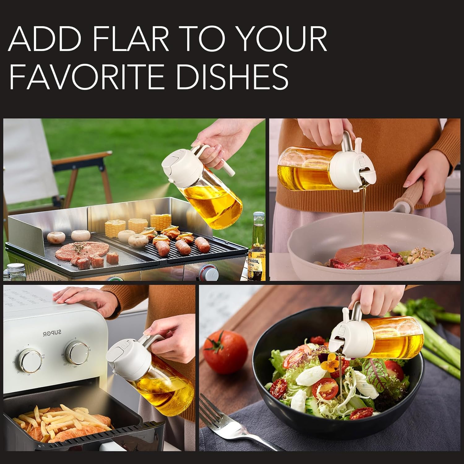 Olive Oil Dispenser, 2 in 1 Oil Sprayer for Cooking