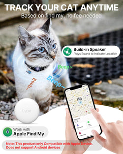 Image of Cat Tracker Collar - Tracking Pet Collar with Finder Tag Waterproof, No Monthly Fee, Compatible with Apple Find My IOS