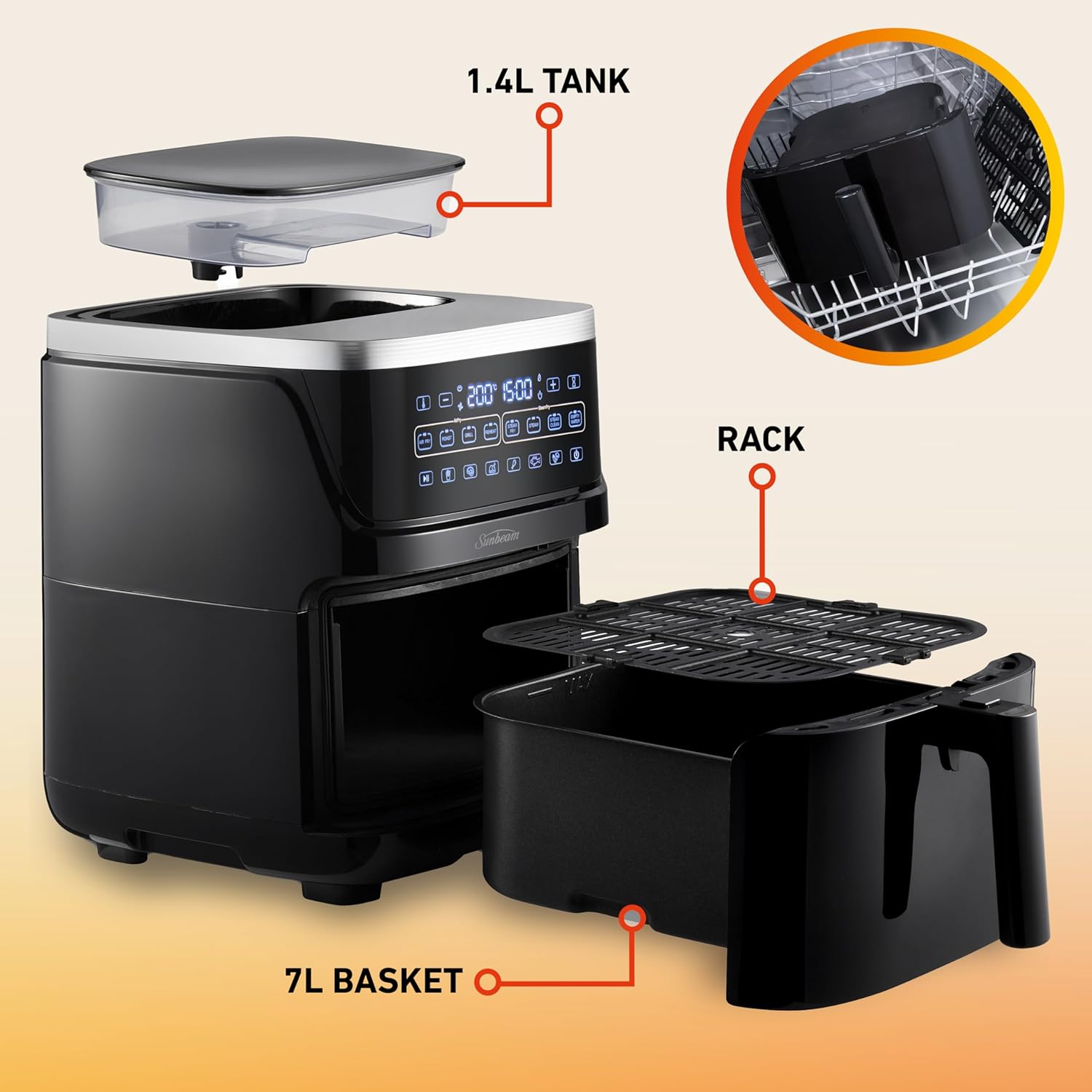Multi Zone Air Fryer Oven | Convertible Dual 5.5L to Single 11.4L Zone, 9 Accessories, Multiple Presets and Functions, Black