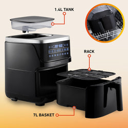Image of Multi Zone Air Fryer Oven | Convertible Dual 5.5L to Single 11.4L Zone, 9 Accessories, Multiple Presets and Functions, Black
