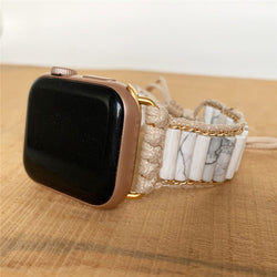 Image of Fashion Natural White Pine Stone Woven Watch Band
