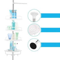 Image of Telescopic Bathroom Rack – Adjustable 4-Shelf Corner Organizer